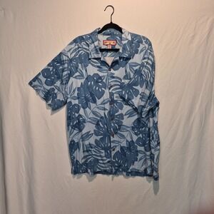 Caribbean Joe Mens Lrg  Hawaiian Tropical Island Vibes Resort Wear Aloha Surf